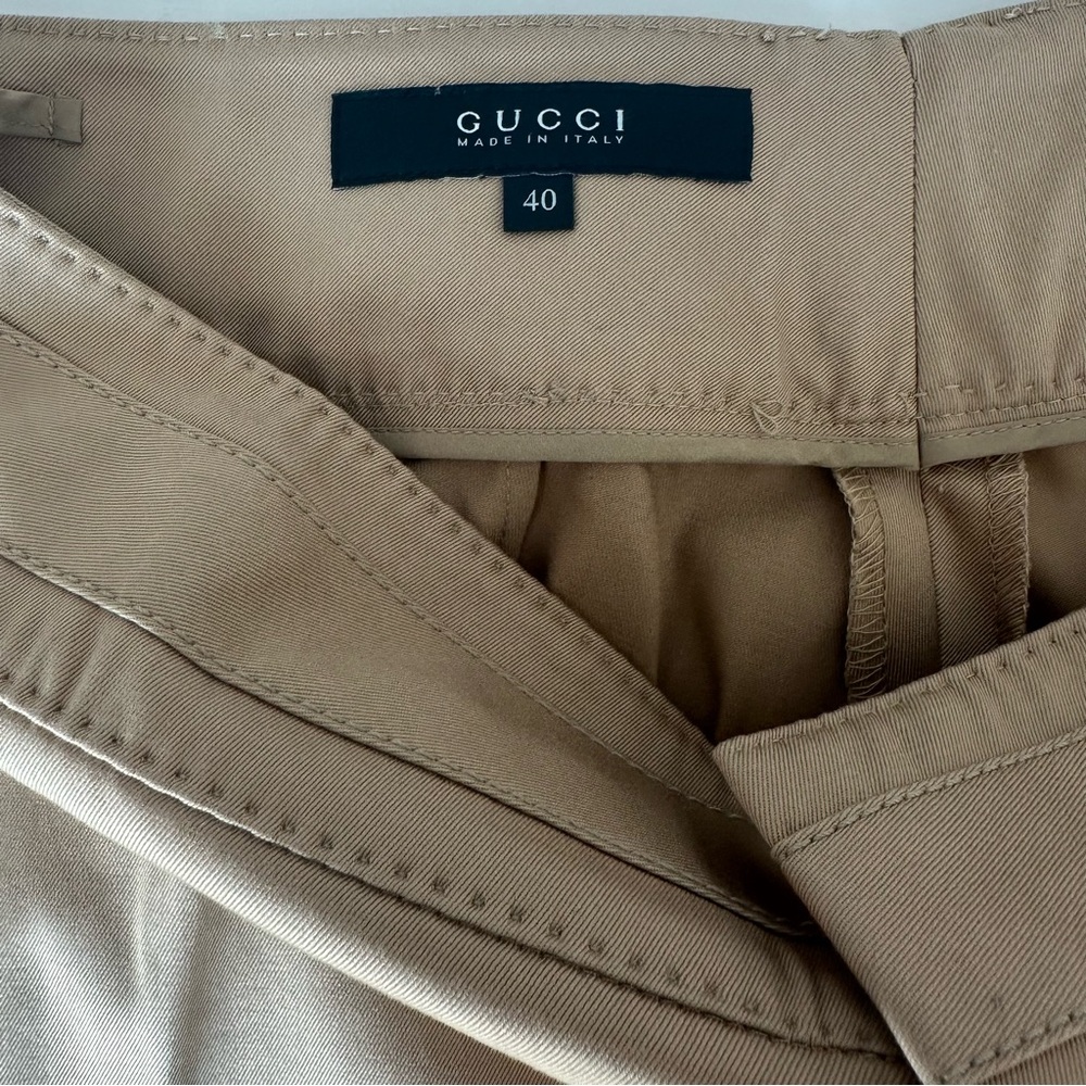 Gucci Khaki Straight Leg Pleated Chino Dress Pants, 40 - Picture 4 of 8